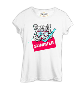 Summer Dive - Kaplan Beyaz Kadın Tshirt