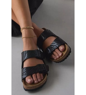 Birkenstock Arizona BS SYN Zebra Black Dar Kalıp Taş Mantar Zebra Desenli Terlik Siyah