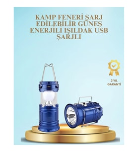 Mey İthalat® Güneş Enerjili Kızaklı Şarjlı Büyük Boy Kamp Feneri – USB Çıkışlı, Katlanabilir, Çok Fo