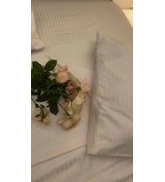 Otel Tipi 10 Adet Tek Çarşaf, Çift Kişilik Çizgili Saten 280x280 (Beyaz)