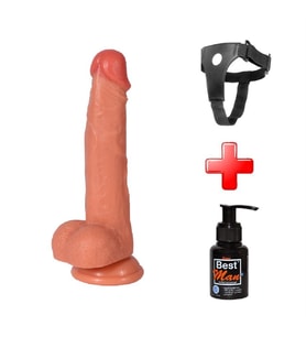 OdinsShop 21 cm Belden Bağlamalı Yeni Nesil Realistik Penis + Kemer + Kayganlaştırıcı
