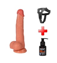 OdinsShop 21 cm Belden Bağlamalı Yeni Nesil Realistik Penis + Kemer + Kayganlaştırıcı