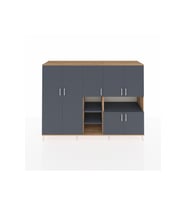 Hyperion Dolap 13 Raflı 7 Kapaklı 220x44x163 Çam-Antrasit