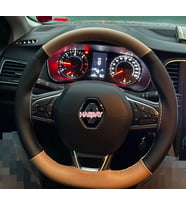 DİKİŞLİ DİREKSİYON KILIFI TABA / SİYAH DERİ BEJ DİKİŞ RENO MEGANE 4-CLİO BU DİREKSİYONLARA