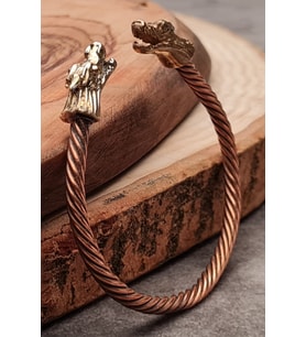 Özel Tasarım Ejderha Başlı Viking Bilekliği, Ayarlanabilir Bileklik (Bronz)