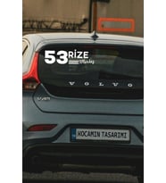 53 Rize Merkez Plaka Kodlu Beyaz Araç Sticker Merkez İlçe Yazılı Rize Özel Tasarım 40x8 cm Şehir ve İlçe Temalı Kaliteli Sticker