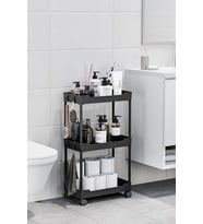 Siyah 3 Katlı Tekerlekli Düzenleyici Mutfak ve Banyo Rafı Vesken