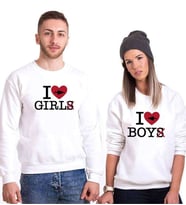 Tshirthane I Love Boy Girl Sevgili Kombinleri Sweatshirt Kombini (Tek Ürün Fiyatıdır.)