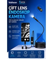 5 Metre Çift Kameralı iOS/Android Uyumlu Yılan Endoskop Kamera 8mm 2MP LED'li Sert Kablo