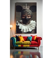 FARE KULAKLI MASKELİ KADIN v2 Ev Duvar Salon Güzellik Salonu Ofis Dükkan Dekarasyon Kanvas Tablo (Çok Renkli)