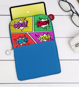 BK Gift Pop Art Tasarımlı Taşınabilir Koruyucu Tablet Kılıfı & Organizer Çanta - Mavi-2