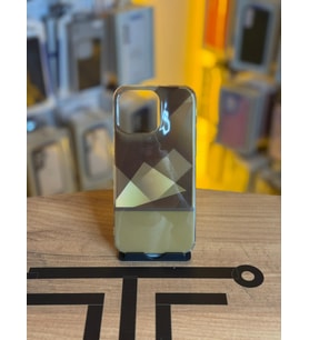 iPhone 15 Pro Max Uyumlu Kristal Görünümlü Geometrik Desenli Parlak Kılıf (Sarı)