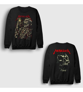Presmono Unisex Siyah Time Muzik Metallica Sırt Baskılı Sweatshirt 518130tt