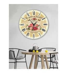 BİLGE LAZER Retro Tasarımlı Duvar Saati 35x35 Cm (Desenli)