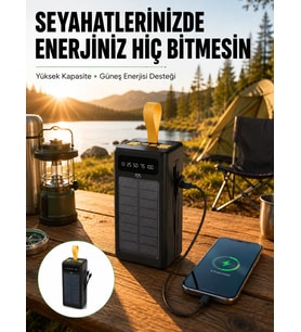Northcity Güneş Panelli Powerbank - Taşınabilir Şarj Cihazı Yeni Nesil, Outdoor & Çoklu Cihaz Desteği