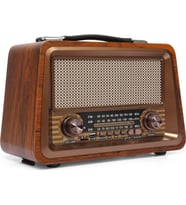 Lexroo Gerçek Ahşap Eskitme görünümlü Bluetooth Hoparlör Mp3 Çalar Müzik Kutusu Nostaljik Radyo