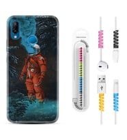 Huawei P20 Lite Mate 10 20 Lite Pro P40 Lite KılıfKablo Koruma Spiral Silikon Astronot Smoke 1769