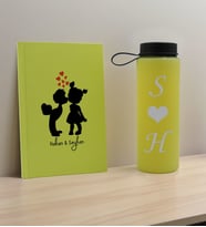 BK Gift Sevgiliye Özel İsimli Sarı Defter ve Cam Matara Hediye Seti-16, Sevgiliye Hediye, Sevgililer Günü, Yeni İş Hediyesi