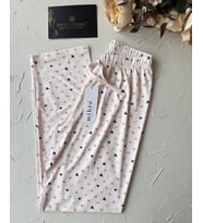 Intive Pembe/Somon Küçük Kalp Desenli Açık Bej Beli Lastikli Milan Pijama Altı
