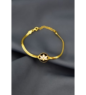 Papatya Silver 925 Ayar Gümüş Gold Kaplama Mineli Lotus Çiçeği Bileklik