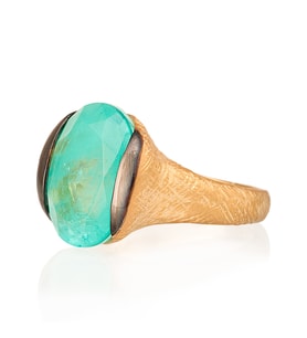Gümüşcüm Paraiba Tourmaline Oval Taşlı Otantik Kadın Altın Kaplama Gümüş Yüzük