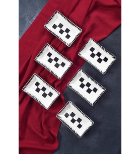6’lı Çerezlik Dama Desen Handmade Sunumluk Reçellik Sosluk Kahvaltılık Çerez İkram Seti