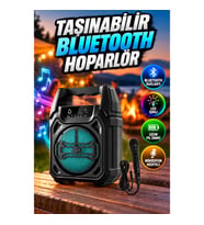 Bluetooth Hoparlör Led Işıklı Taşınabilir Kablosuz Speaker Uzun Pil Ömürlü
