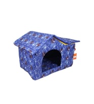 Çatılı Kedi Ve Köpek Evi Mavi Küp Dış Mekan