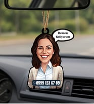 BK Gift Kişiye Özel Karikatürlü Numaratör Araba Dikiz Ayna Süsü-2 , Arkadaşa Hediye, Sevgiliye Hediye, Araba Hediyesi (Beyaz)
