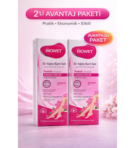 Biowet Pudralı Sir Ağda Bant Seti 41’Li Hassas Ciltler İçin Rosehip E Epilasyon Seti 2 Paket