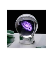 Kristal Samanyolu Galaksi Cam Küre Renkli Led Işıklı Gece Lambası (Krem)