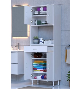Eliusta Artex  60 cm Yüksek Organizasyonlu Boy Dolabı 60x173x32,5 cm Beyaz Banyo/Mutfak Dolabı