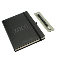 Kişiye Özel Logolu Deri Lastikli Defter ve Kalem Seti