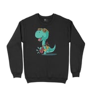 Gitarlı Dinozor Siyah Sweatshirt