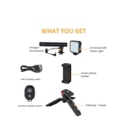 Ay-49 Video Making Kit Kumandalı Mikrofon Led Işık Mini Tripod Için Telefon Vlog Video Kayıt