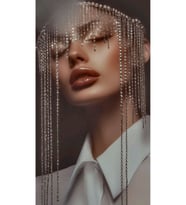 Hem Taşlı Hem de Sade Zincirli Yüz Aksesuarı, Zincirli Peçe (Gümüş)