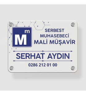 Mali Müşavir Muhasebeci Kapı Giriş Tabelası Büro Ofis Mini Tabela (Siyah)