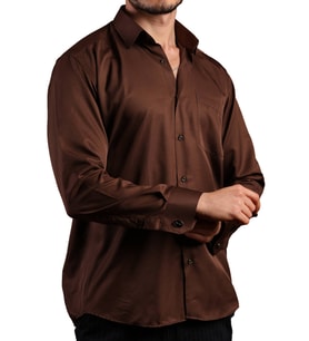 Kahverengi Rahat Kesim Micro Kumaş Kol Düğmeli Regular Fit Erkek Gömlek - 190-11