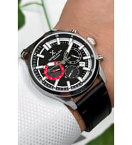 Daniel Klein Exclusive Siyah Deri Kordon Gümüş Çelik Kasa Erkek Kol Saati+Bileklik zmdk1171