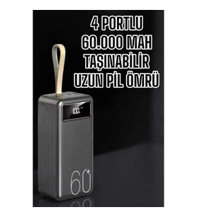 Mey İthalat® Powerbank 60.000 Mah Hızlı Şarj 4 Çıkışlı Uzun Şarj Süreli Dijital Göstergeli