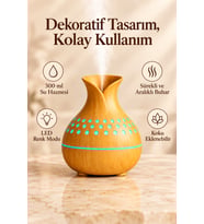Çiçek Vazo Tasarımlı Hava Nemlendirici – Buhar Makinası-Aroma Difüzörü Led Işık 300ML