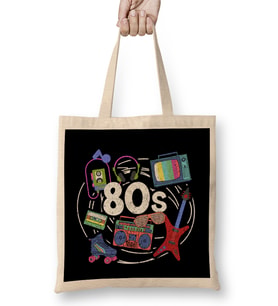 Awesome Retro 80s Vintage Throwback Novelty Bez Çanta Uzun Saplı