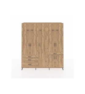 Hyperion Gardrop 11 Raflı 4 Çekmeceli 2 Askılı 220x44x243 Çam-Çam/Çam