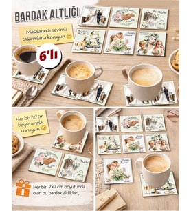 Evlilik 7x7 – 6’lı Set Dekoratif Kare Tasarım