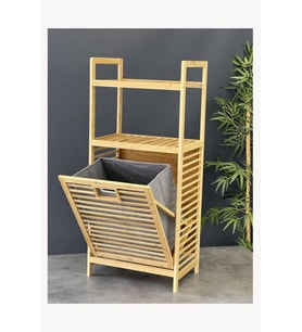 Mien Bambu Hazneli Çamaşır Sepeti - 45x30x100cm