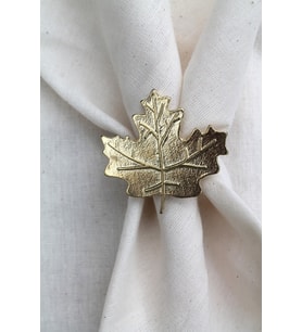 6 Adet Gold Çınar Yaprağı Metal Peçete Halkası - Napkin Ring