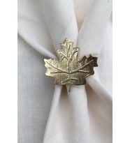 6 Adet Gold Çınar Yaprağı Metal Peçete Halkası - Napkin Ring