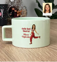 Kişiye Özel Karikatürlü Cute But Taurus Boğa Burcu Lüks Pastel Fincan Doğum Günü Hediyesi