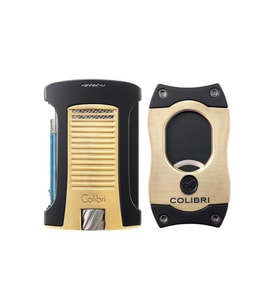 Colibri Daytona Gold-Siyah Tek Torch Çakmak & Gold S Cut Premium Puro Seti