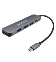 Philips SWR1607K/93 USB-C 5'i 1 Arada Hub Çoklayıcı - 4 Port USB 3.0 + 60W PD Hızlı Şarj Destekli